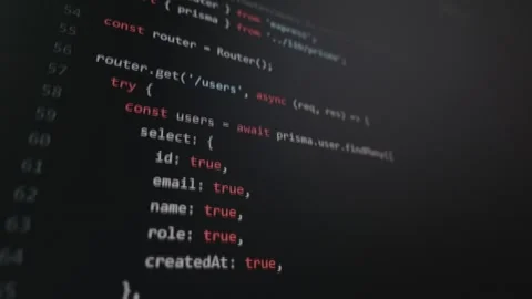 Scrolling Through Backend Javascript and Database Code Stockbeeldmateriaal 334877130