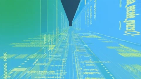 Scrolling through data, data server concept animation with coding sheets in Stock Footage 311966931