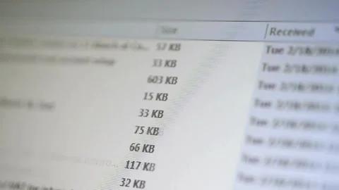 Scrolling through digital email list on a computer screen Stock Footage 335038742