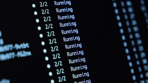 Scrolling through kubernetes pod status in terminal window with active cont.. Stock Footage 304804533