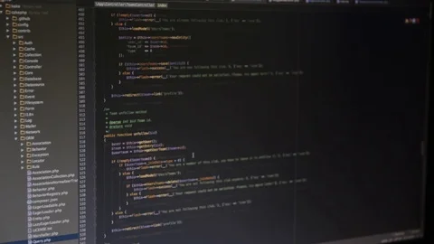 Scrolling through Programming Codes on Computer Screen. Stock Footage 79510570