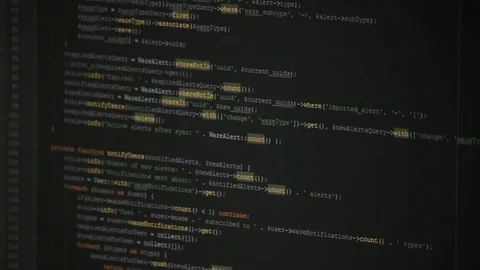 Scrolling through Programming Codes on Computer Screen 02 Stock Footage 79510574