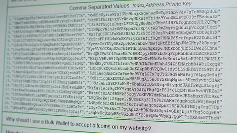 Scrolling through tousands of generated Bitcoin adresses, private and public 스톡 동영상 93952930