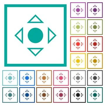 Scrolling tool alternate flat color icons with quadrant frames Stock Illustration