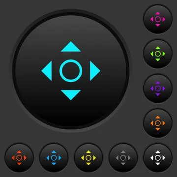 Scrolling tool dark push buttons with color icons Stock Illustration