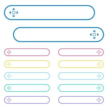 Scrolling tool icons in rounded color menu buttons Illustrazione stock
