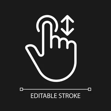 Scrolling vertically pixel perfect white linear icon for dark theme Stock Illustration