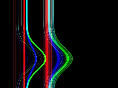 Scrolling VHS lines, pixelated screen overlay, rgb colors on black background Stock Illustration