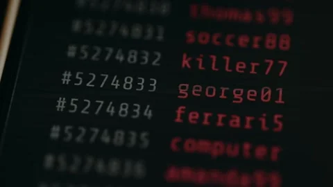 Scrolling wordlist feed for password cracking process. Ethical hacking concept Stock Footage 333373510