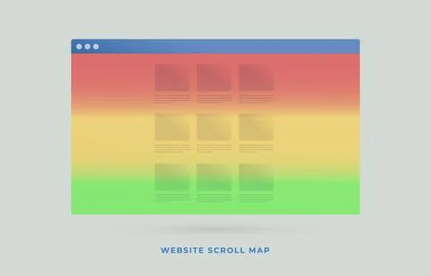 Scrollmap or website scroll heat map tool - type of web page heatmap that Stock Illustration