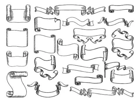 Scrolls and Banners Set 스톡 일러스트