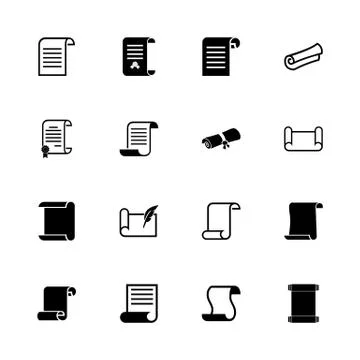 Scrolls and Papers - Flat Vector Icons Stock Illustration