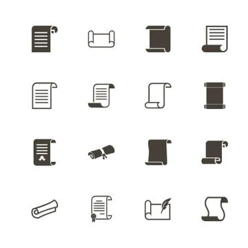 Scrolls and Papers - Flat Vector Icons Stock Illustration