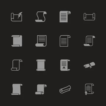Scrolls and Papers - Flat Vector Icons Stock Illustration