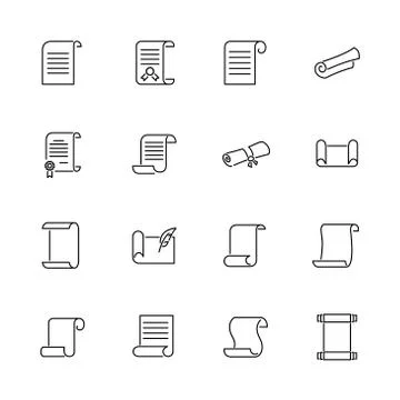Scrolls and Papers - Flat Vector Icons Stock Illustration