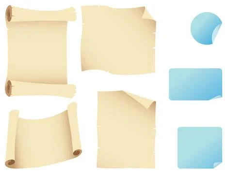 Scrolls and Stickers Stock Illustration