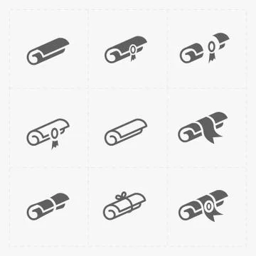 Scrolls icons with ribbon on white Stock Illustration