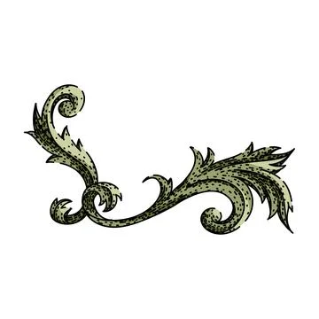 Scrollwork baroque victorian border sketch hand drawn vector Stock Illustration
