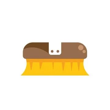 Scrub brush cleaning tool with yellow bristles and brown handle icon Illustration