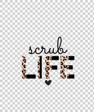 Scrub Life With Leopard Print typography displaying heart Illustrazione stock