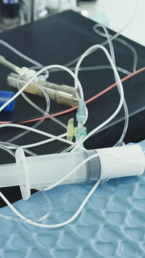 Scrub nurse hands remove devices Stock Footage 316504772