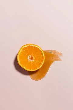 Scrub sample swatch. Orange peeling texture. Body and face cosmetic swipe. Ma Stock Photos