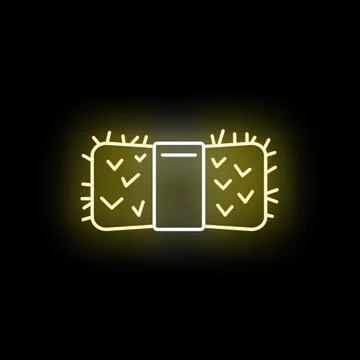 Scrub sponge glowing with yellow neon outline イラスト素材