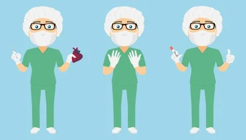 Scrub Suit Surgeon Set Stock Illustration