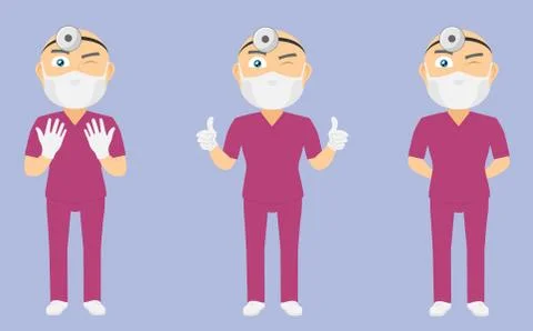 Scrub Suit Surgeon Set Stock Illustration