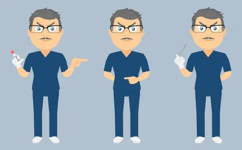 Scrub Suit Surgeon Set Stock Illustration
