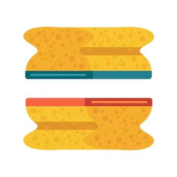 Scrub yellow sponge on white background. Vector illustration in trendy flat Stock Illustration