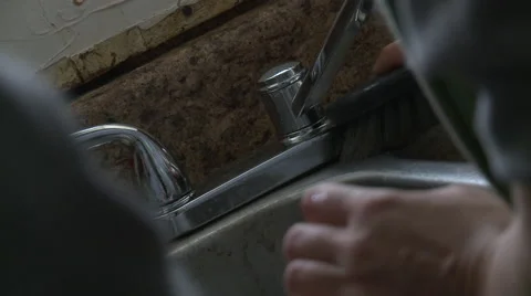 Scrubbing Dirty Sink Stock Footage 57715043