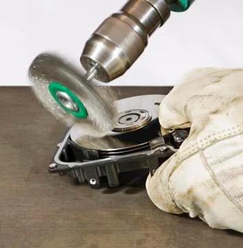 Scrubbing a hard disk Stock Photos