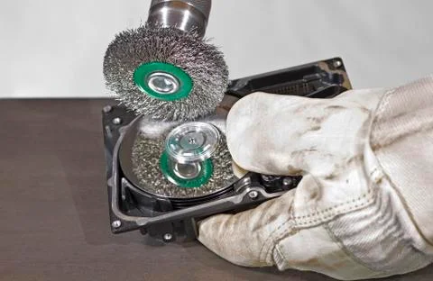 Scrubbing a hard disk Stock Photos