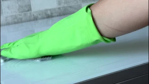 Scrubbing Soapy Foam on Glass Surface Close Up Video stock 340340963