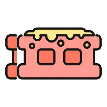 Scrubbing sponge with yellow soap and bubbles icon Stock Illustration