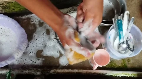 Scrubbing spoon with foaming soap Stock Footage 218216751