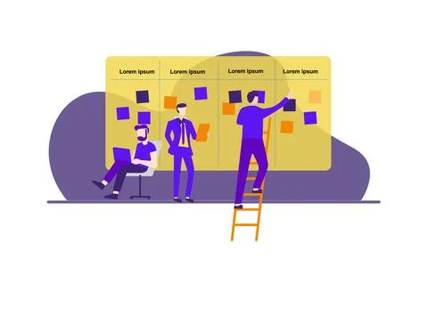 Scrum agile board with flat vector Stock Illustration