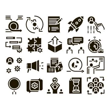 Scrum Agile Collection Elements Vector Icons Set Illustrazione stock