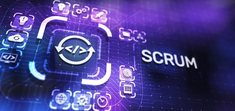 SCRUM, Agile development methodology, programming and application design te.. Stock Illustration