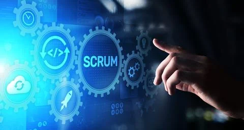 SCRUM, Agile development methodology, programming and application design tech 스톡 사진