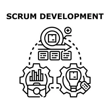 Scrum agile development process methodology concept Stock Illustration