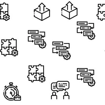 Scrum Agile Seamless Pattern Vector Stock Illustration