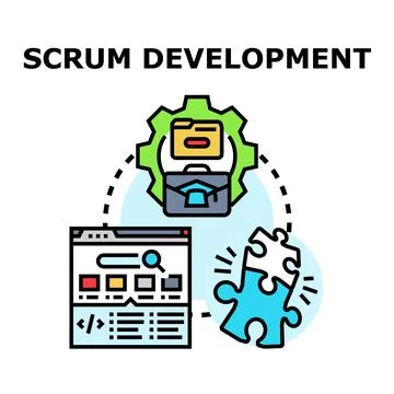 Scrum development process for agile project management Stock Illustration