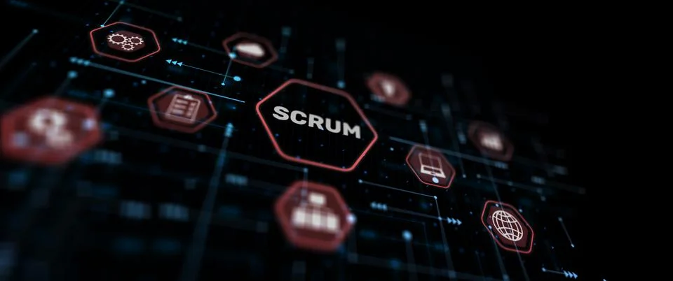 Scrum process software development outline concept Illustrazione stock