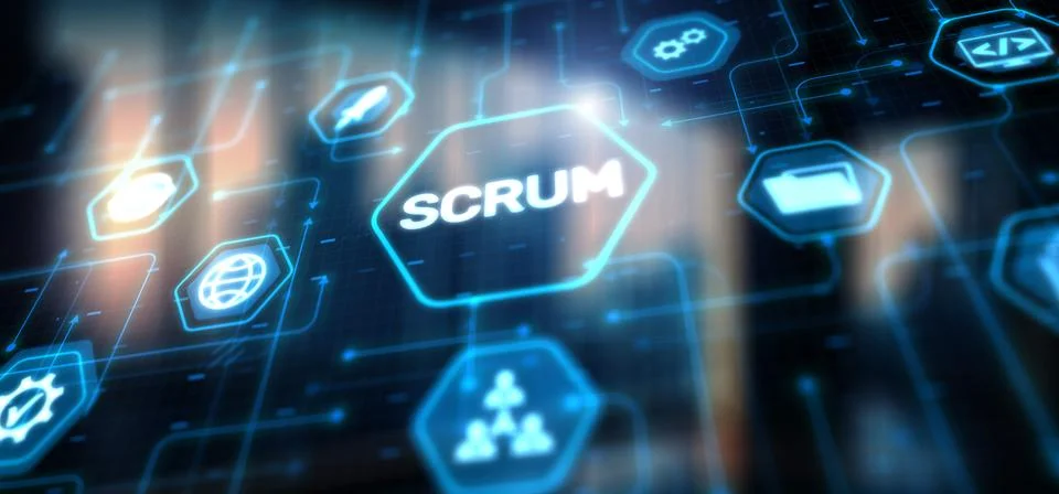 Scrum process software development outline concept Stock Illustration