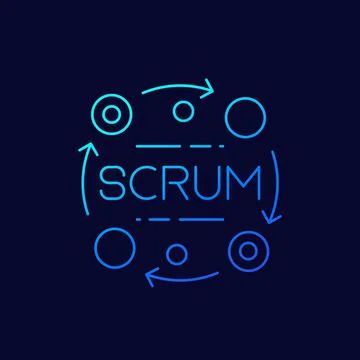 Scrum process thin line icon Stock Illustration