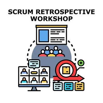 Scrum retrospective workshop developing agile team productivity Stock Illustration