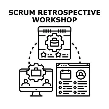Scrum retrospective workshop developing agile project Stock Illustration