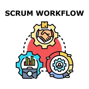 Scrum workflow process agile development business concept 스톡 일러스트